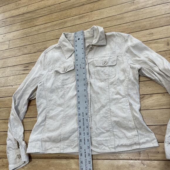 Charter Club Petite 100% Linen Shacket Womens PM M Shirt Jacket Beige Grunge* - Picture 8 of 16